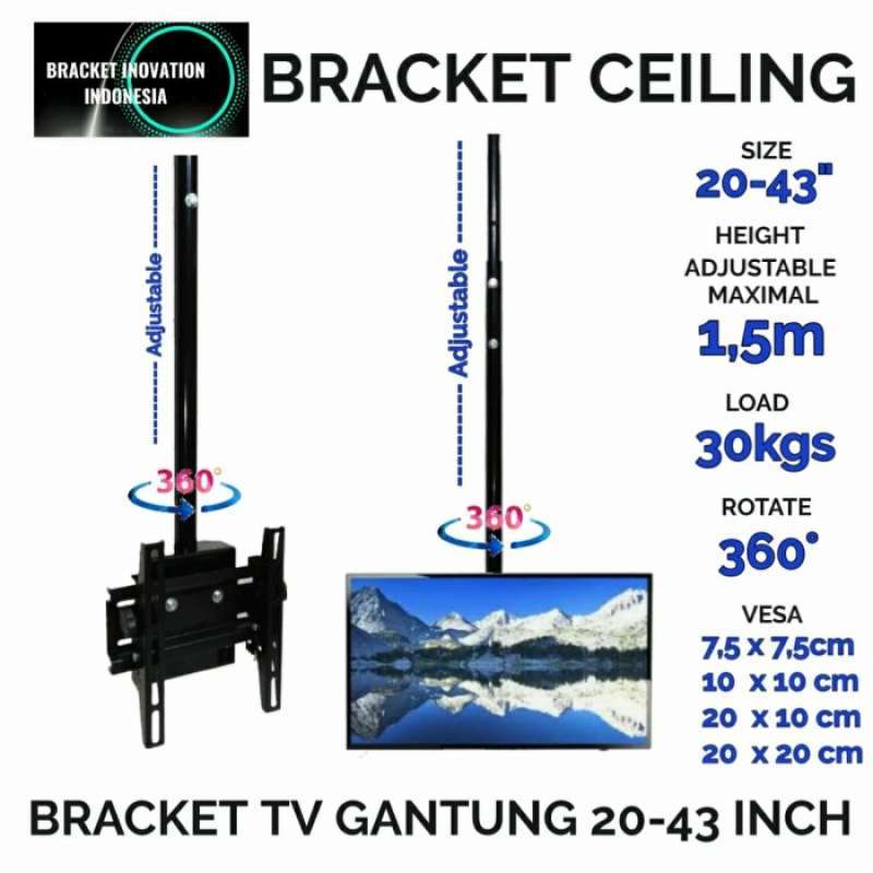 Promo Bracket Monitor Tv Gantung Atas Ceiling 19 21 24 28 32 40 43 Inch ...