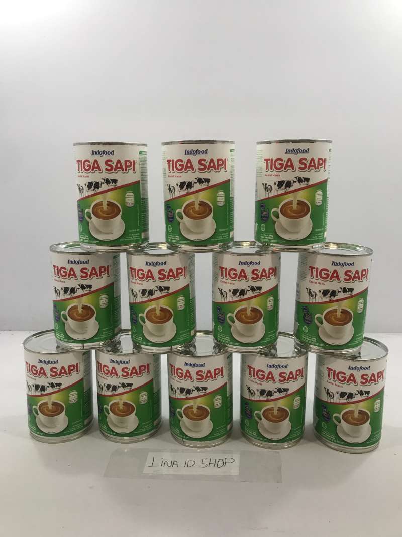 Promo 12 pcs - Susu Putih Kental Manis Tiga Sapi Kaleng 490gr / Krimer