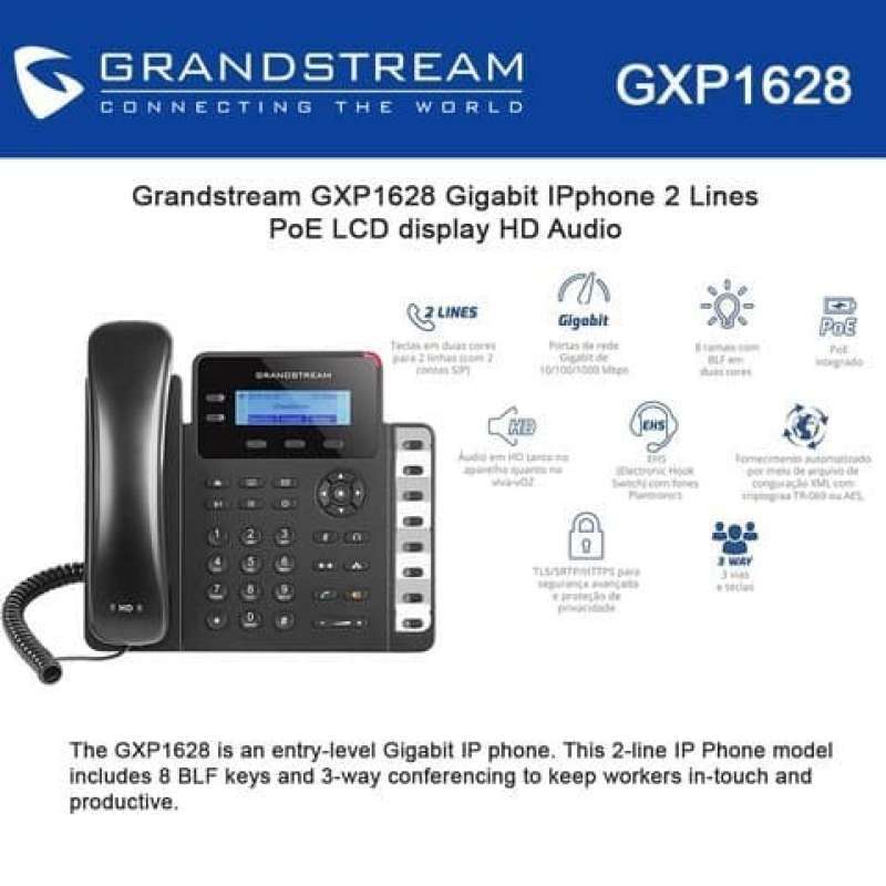 Grandstream GXP1628 Pacote de 4 Gigabit IPphone 2 Linhas PoE LCD