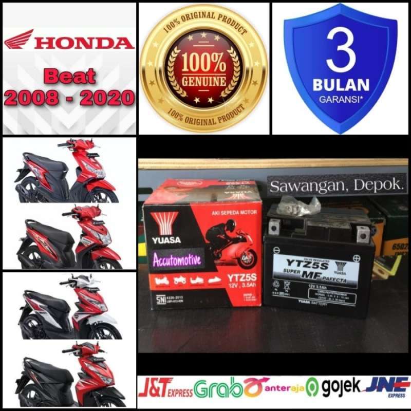 Jual Aki Motor Honda Beat Karbu 110 Fi Injeksi ESP Yuasa YTZ5S Original