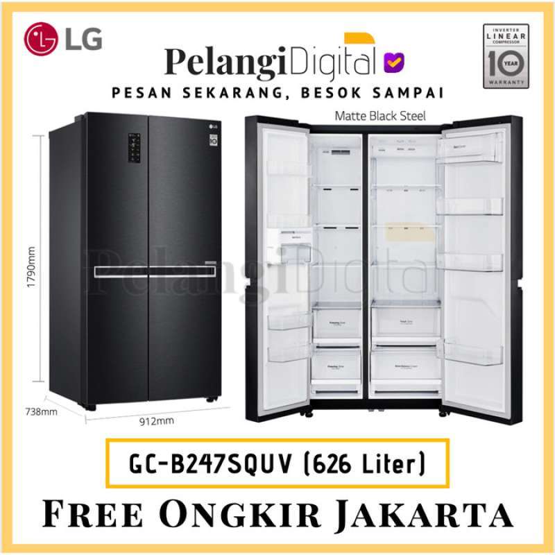 Jual Lg GcB247Squv Kulkas SideBySide Inverter Linear Hitam Matte
