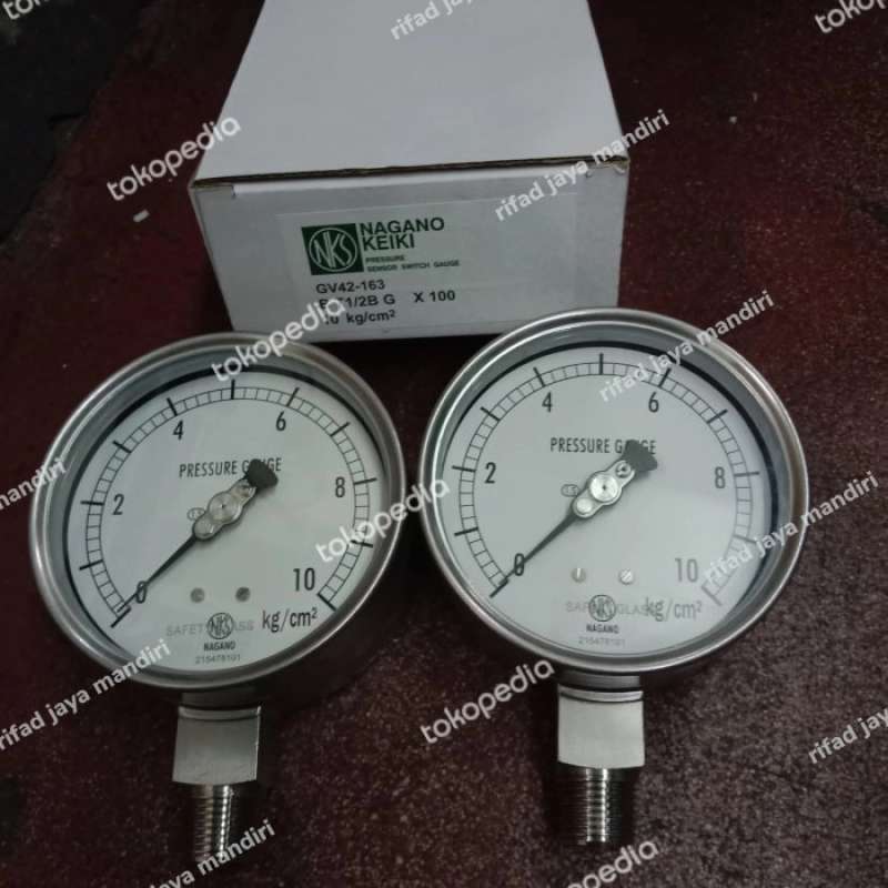 Promo nagano keiki pressure gauge 4 inch 10 Kg/cm2 full stainless