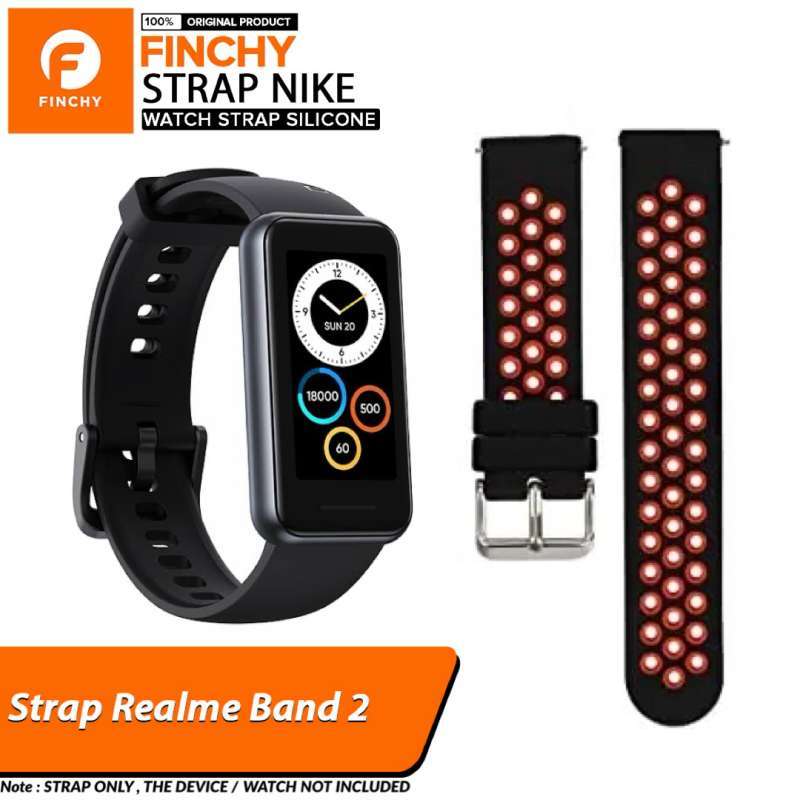 Finchy silicone strap Realme band Nike Two Tone smartwatch Replacement  rubber Wristband tali jam tangan