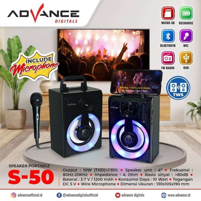 Jual Advance Speaker S50 Karaoke Bluetooth di Seller CCare Store