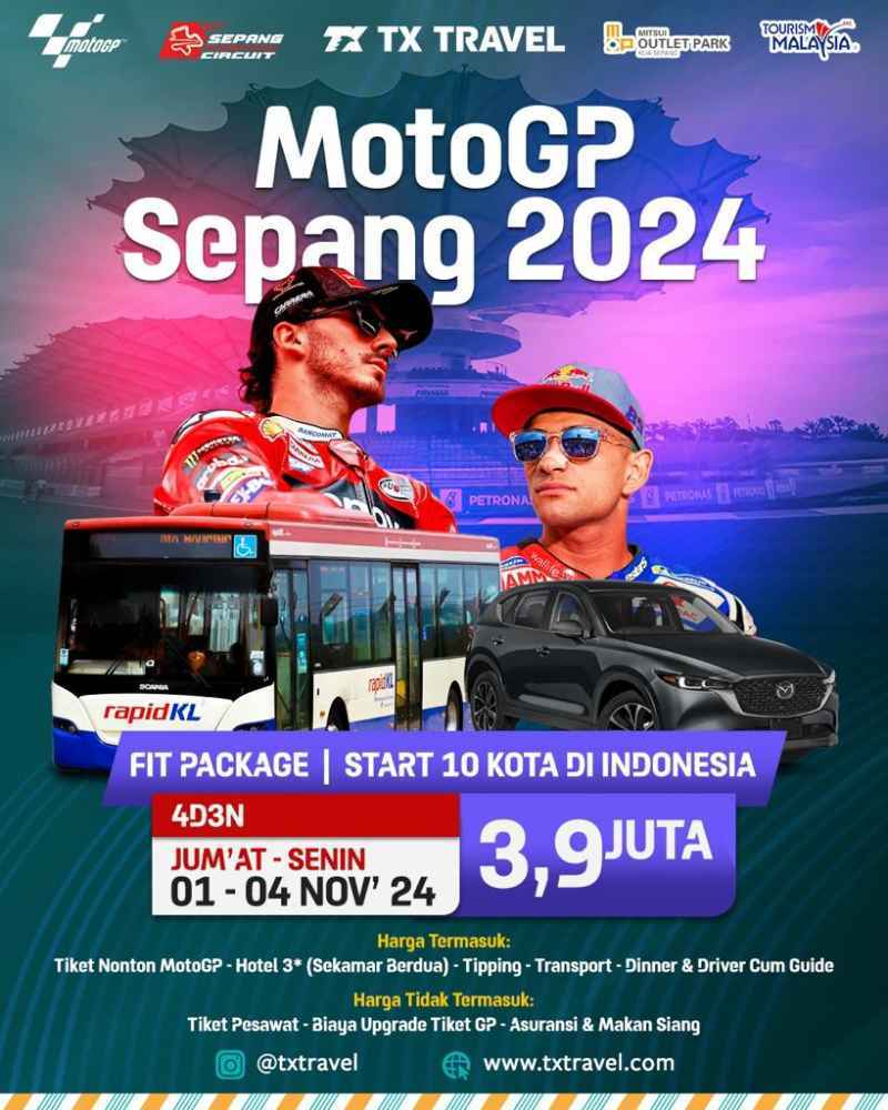 Jual Paket FIT MOTOGP GRAND PRIX OF MALAYSIA Sepang Int’l Circuit 4D3N