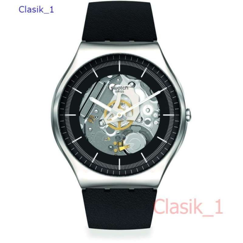 Original 100%!! Jam Tangan Pria Swatch SS07S115 BLACK SKELETON Garansi  Resmi Tahun