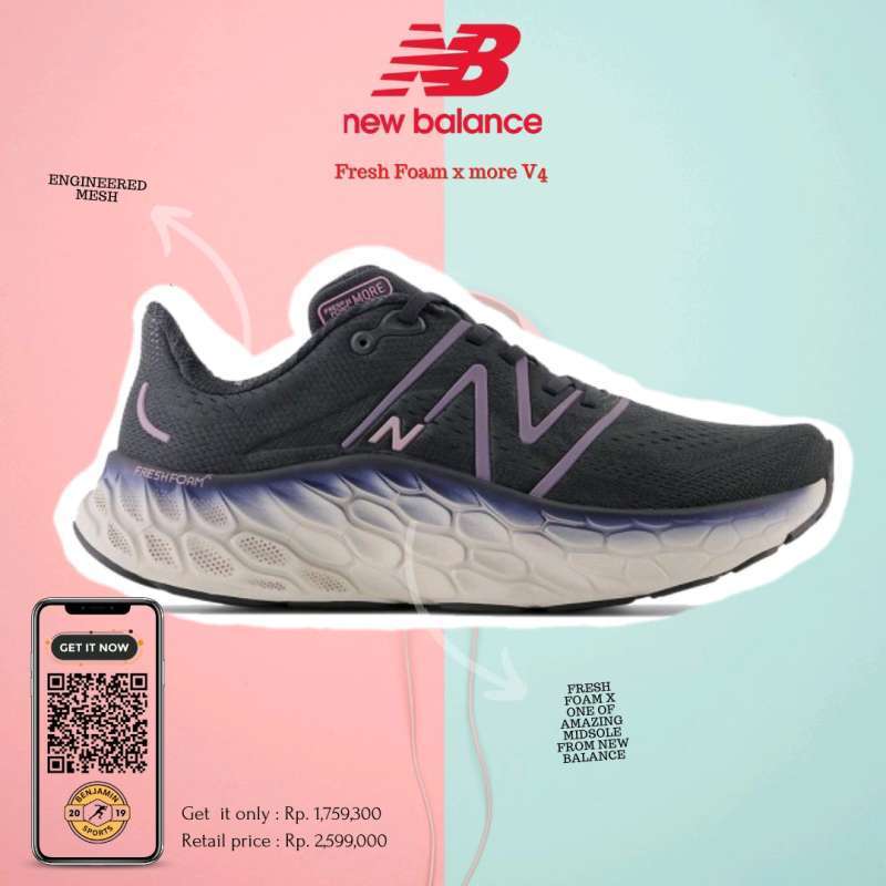NEW BALANCE FRESH FOAM X MORE V4 MMORCU4 SEPATU LARI PRIA ORIGINAL RESMI