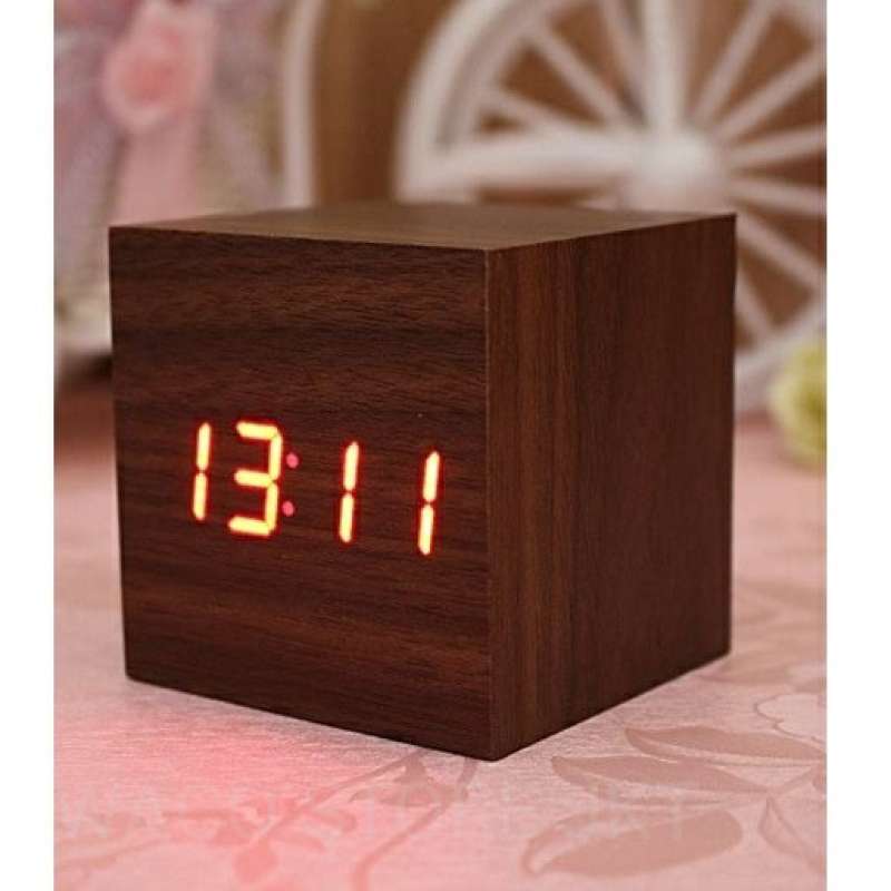 Promo Baru Jam Digital Meja Led Kayu Premium Bagus Mewah Table Clock