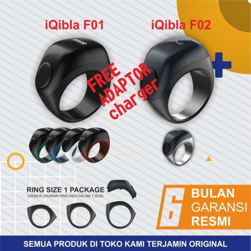 Tasbih Zikr Smart Ring Digitale wekker voor moslims, teller, Azan, 20 mm, zwart