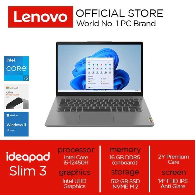 Jual Lenovo Ideapad Slim I5 12450h 16gb 512gb Ssd 14 Fhd W11 Ohs