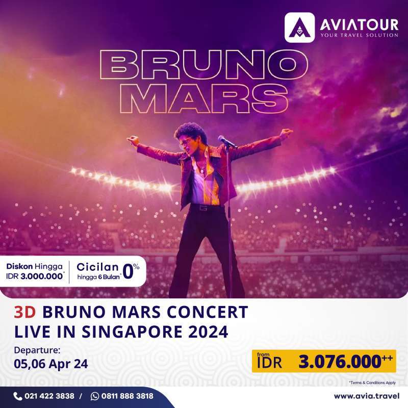Jual 3H2M BRUNO MARS CONCERT LIVE SINGAPORE 2024 Adult Twin Share