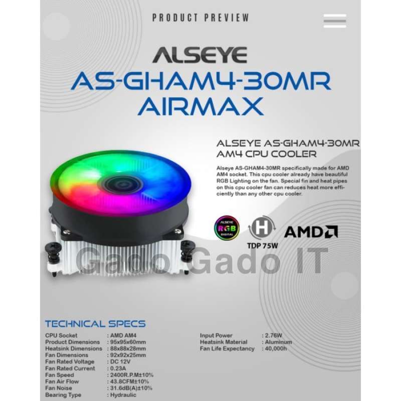 Promo Kipas Heatsink Fan Cessor Amd Alseye Cpu Cooler Socket Am4 Diskon ...