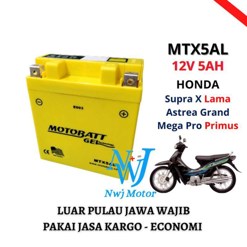 Promo Aki Kering Motor Supra Fit Lama Mtx5al Gm5z Gt6a Yb5l Motobatt
