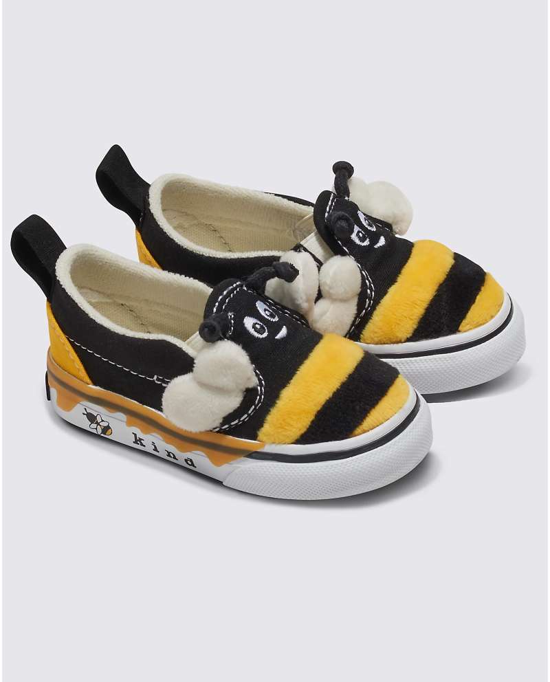 Vans Toddler Slip-On V Bee Shoes Black/Yellow (VN000CMQY23)