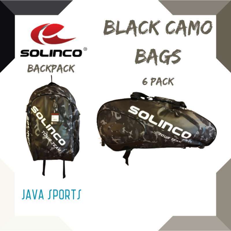 Tas Tenis Solinco Black Camo Bags Backpack Pack Original Tennis Bag