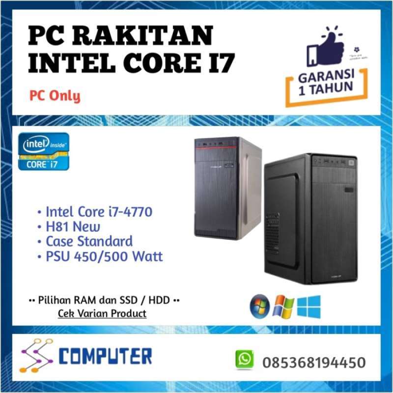 Promo Komputer Pc Rakitan Office / Admin Core I7 4770 Case Standard ...