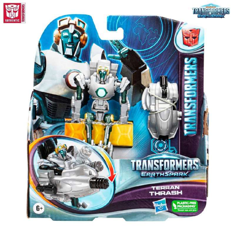 Transformers EarthSpark Deluxe Class - Action Figure Thrash Terrestre (Convertibile In Moto) - 2