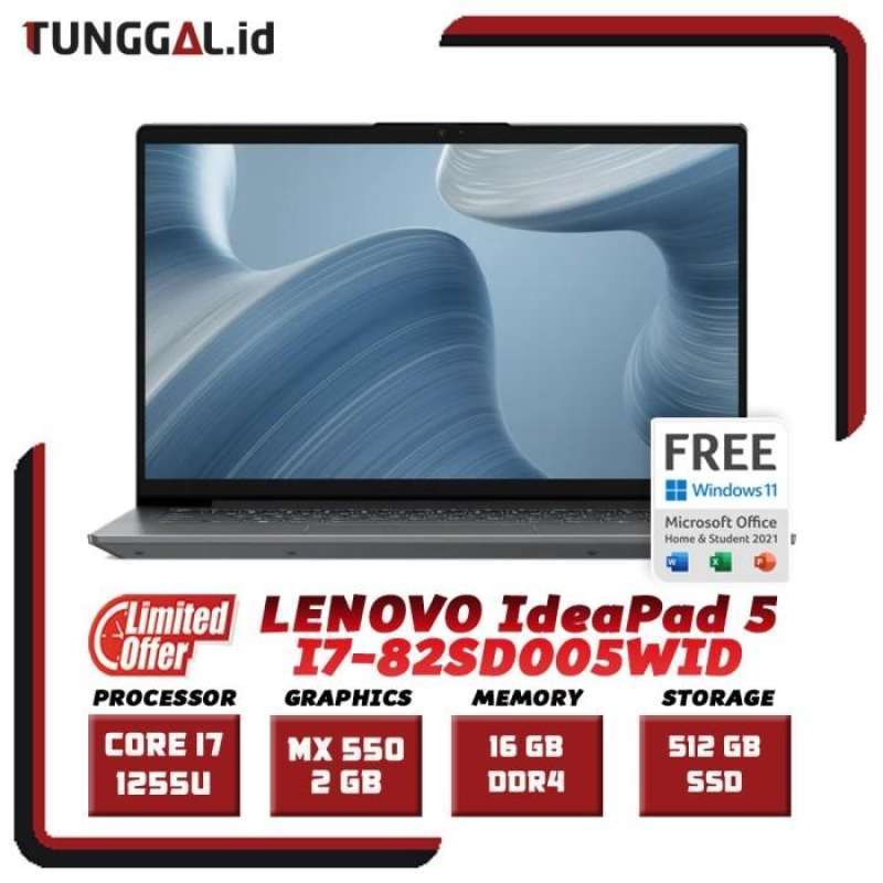 Jual Lenovo Ideapad 5wid Core I7 1255u Mx 550 14 Fhd 16gb 512gb