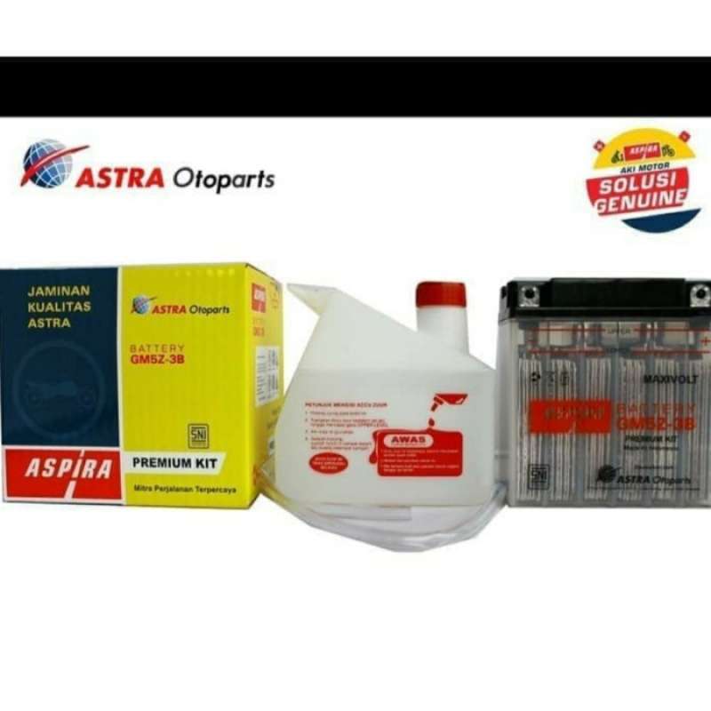 Promo Aki Motor Mio Sporty Aspira Astra Gm5z-3b Premium Kit Aki Basah