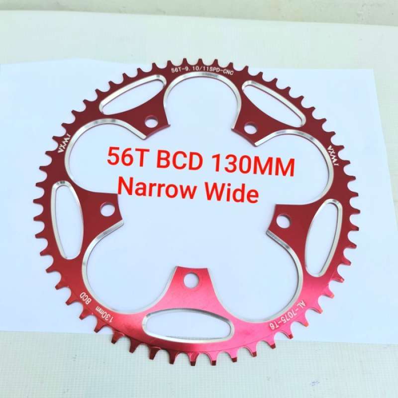 VXM CHAINRING 56T BCD 130 CHAINRING SEPEDA LIPAT CHAIN RING MERAH
