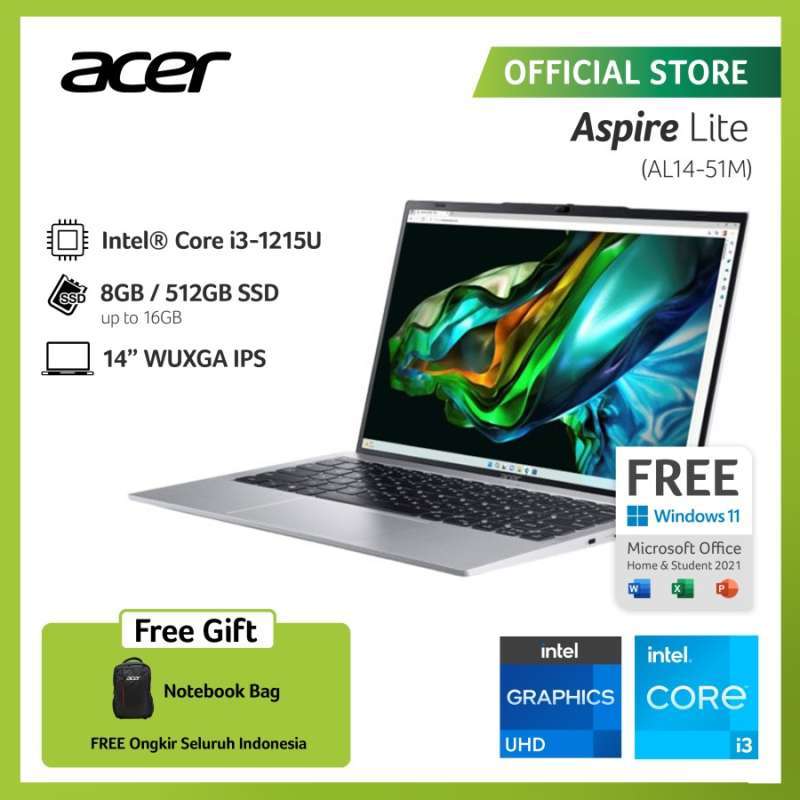 Jual Acer Aspire Lite Al14-51m-37gm 14 Wuxga I3-1215u 8gb 512gb Ssd W11 ...