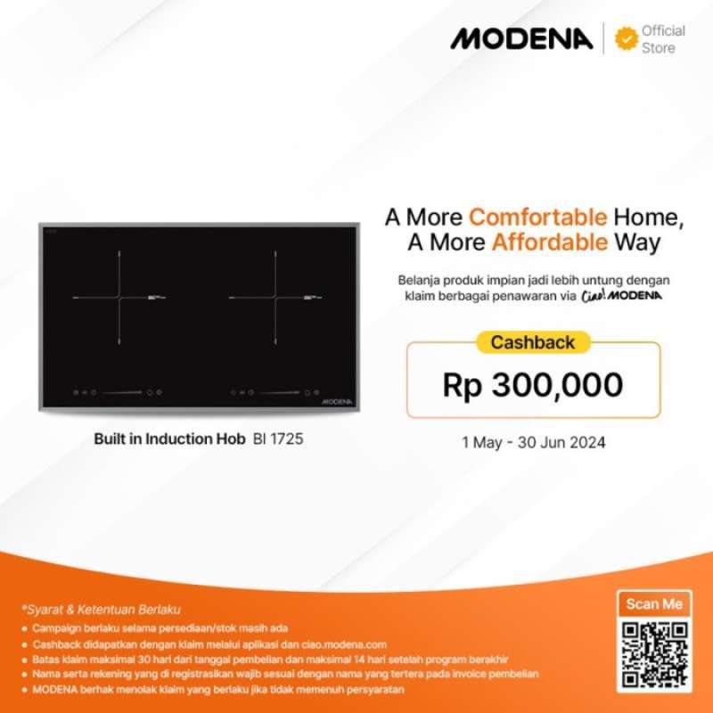 Promo Modena Bi 1725 - Kompor Tanam Induction 2 Tungku Diskon 23% Di ...