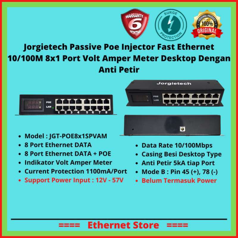 Promo Poe Injector 8 Port Led Volt Amper Indikator (12v - 24v) Mikrotik ...