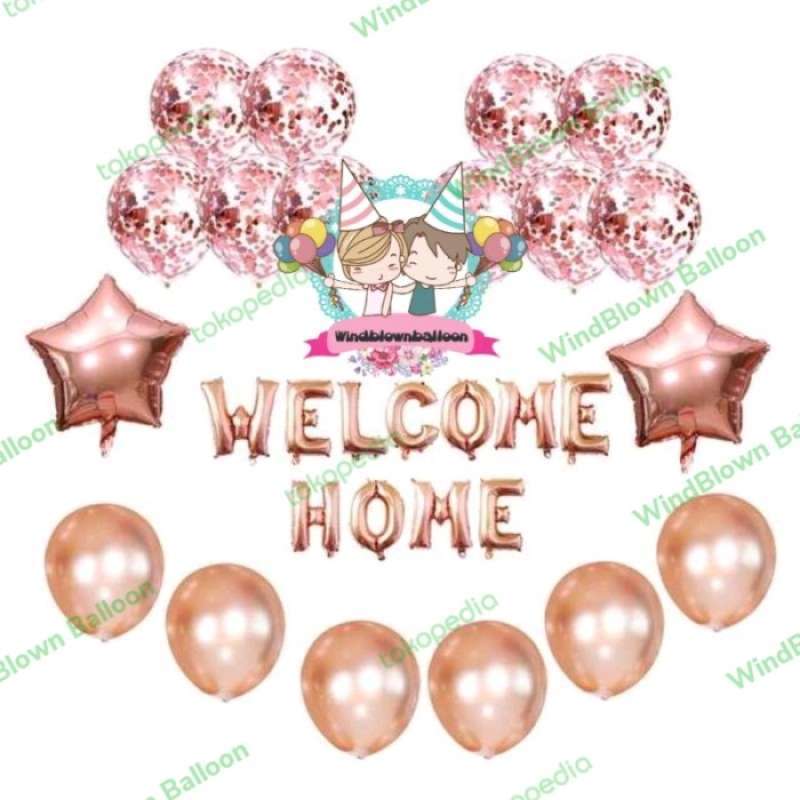DazzJoy Welcome Home Luftballons Rosegold - 16 Zoll Buchstaben Ballons Für Babyparty