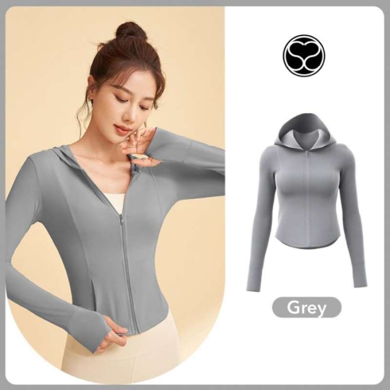 SecondShape UPF Body Fit Cooling Jacket Olahraga Wanita Yoga Fitness GREY XL