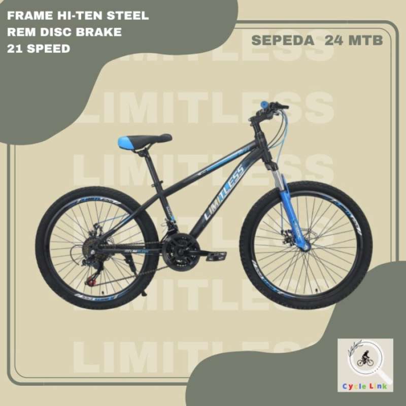 PROMO SEPEDAUNG 24 MTB LIMITLESS HI TEN STEEL FRAME 21 SPEED BESI DEWASA