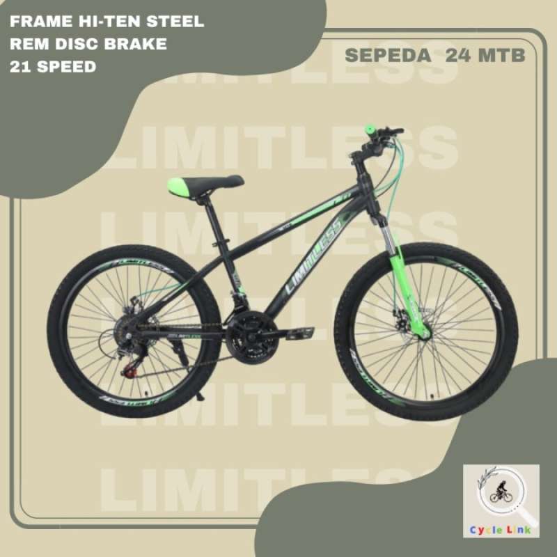 PROMO SEPEDAUNG 24 MTB LIMITLESS HI TEN STEEL FRAME 21 SPEED BESI DEWASA