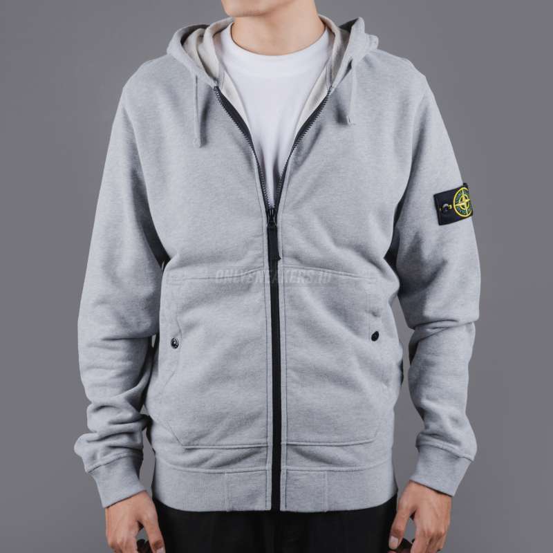 STONE ISLAND SWEATSHIRT WITH HOOD ZIP GREY