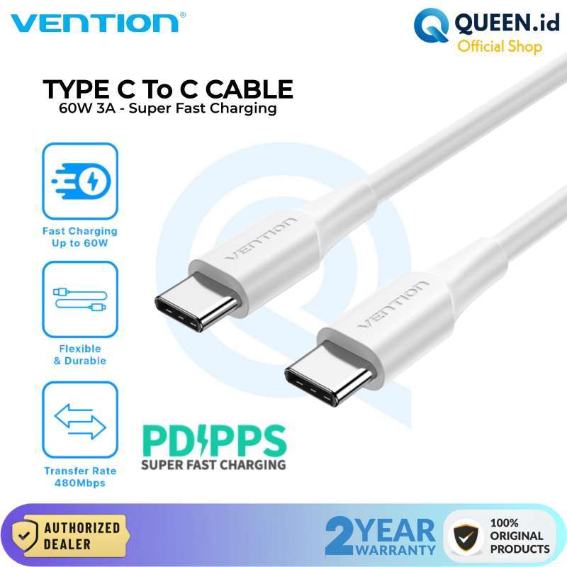 Jual Vention Kabel Data Charger USB Type C To C Pd 60W 3a Qc 4.0 50cm ...