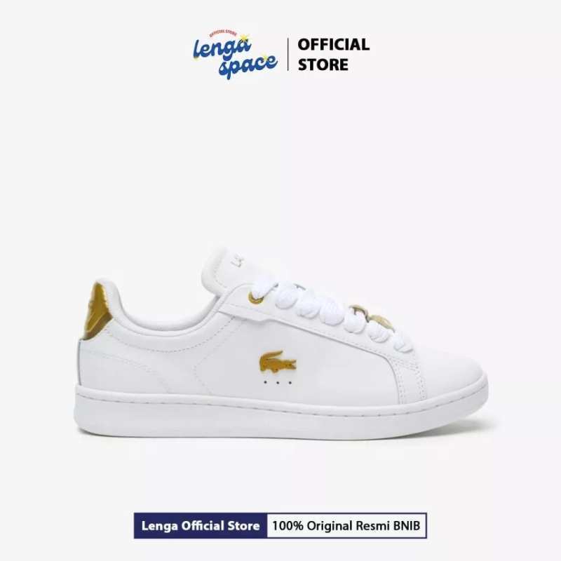 Sepatu Sneakers Wanita Lacoste Carnaby Pro Leather White/Gold  (45SFA0055-216) ORIGINAL