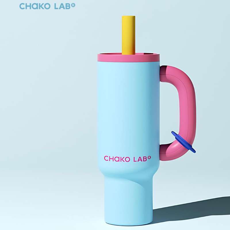 Bottiglia Termica CHaKOLAB BaWangCup 1000ml | Acciaio Inox Con Rivestimento In Ceramica | Rosa E Blu - 3