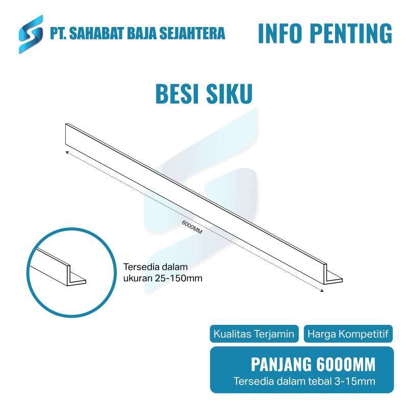 Jual Siku - Besi Siku - Angle Bar Carbon Steel 6 Meter - 40 X 40 X 4 Mm ...