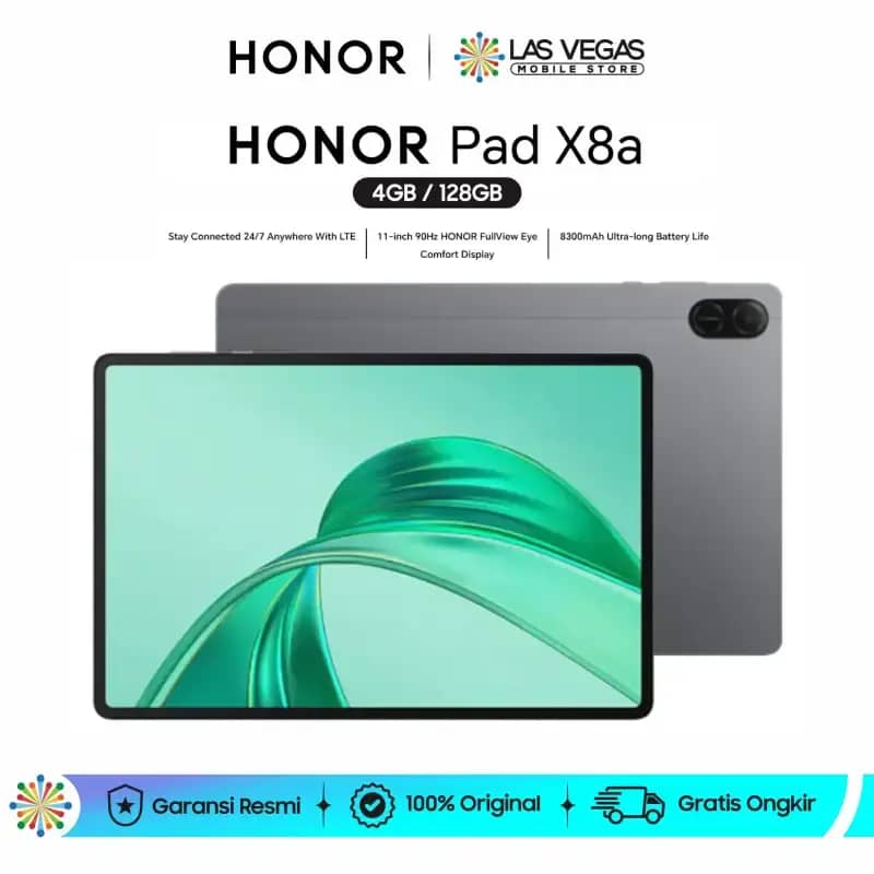 HONOR Pad X8a 11 Tablet with Snapdragon Chipset and 128GB Storage, Featuring Quad Speakers and Eye Comfort Display. Perfect for Tech-Savvy Users