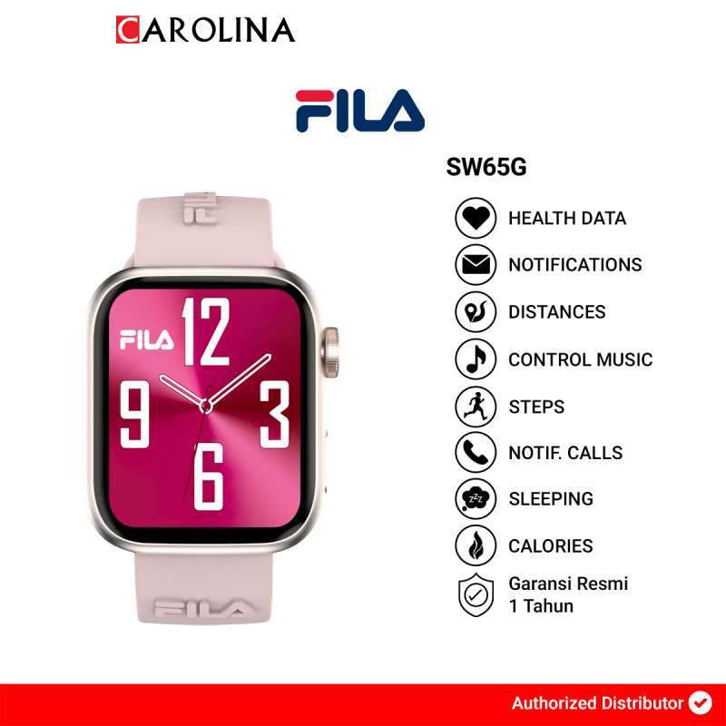 Jam Tangan Unisex FILA Smartwatch SW/65G Full Screen Touch Display Pink  Silicone Strap