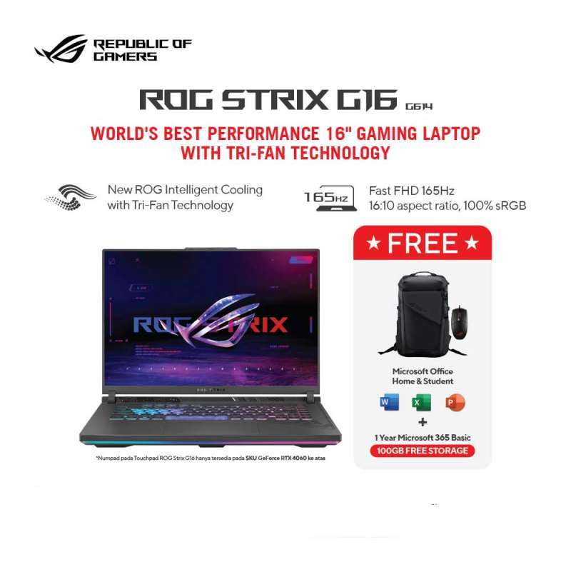 Asus ROG Strix G16 G614FM-R9N56C6G-HM [AMD R9-9955HX|RTX 5060|RAM 32GB|SSD  1TB|Win11|OHS24+365]