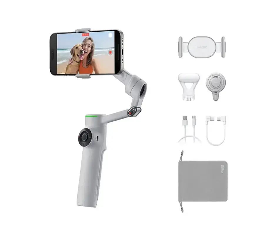 Insta360 Flow 2 Pro White - Foldable AI Phone Gimbal, Track in 200+ Apps With Apple DockKit Insta360 Flow 2 Pro White - Foldable AI Phone Gimbal, Track in 200+ Apps With Apple DockKit