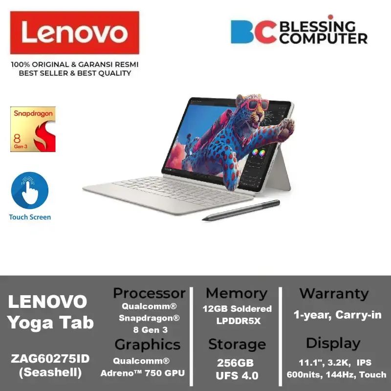 Jual Lenovo Yoga Tab Zag60275id Snapdragon 8 Gen 3 12gb 256gb Seashell ...