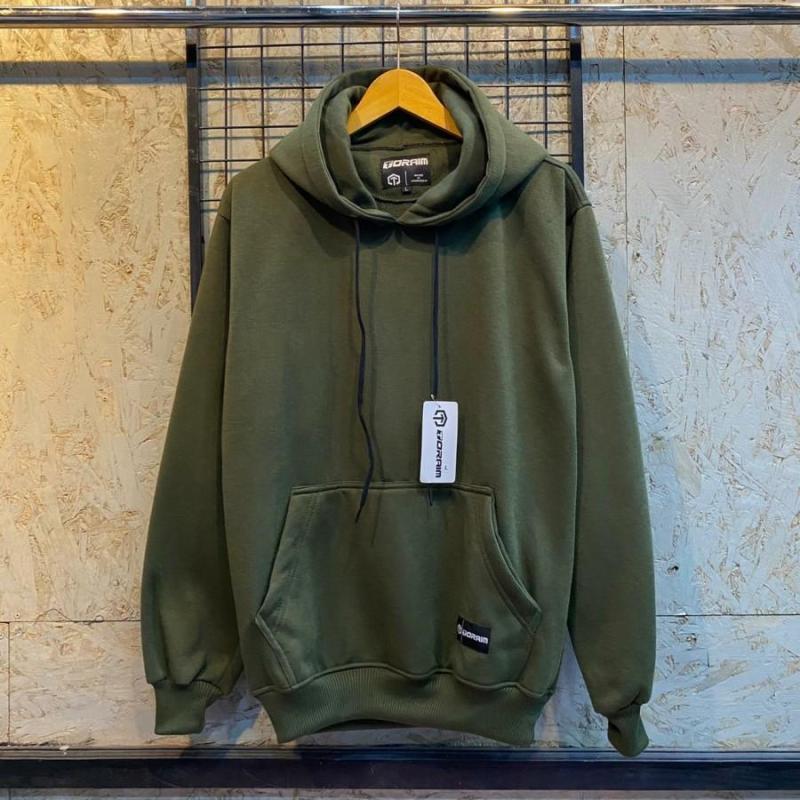 Jaket Sweater Hoodie Simple Polos Pria Wanita Tebal Toraim Original Abu Muda L