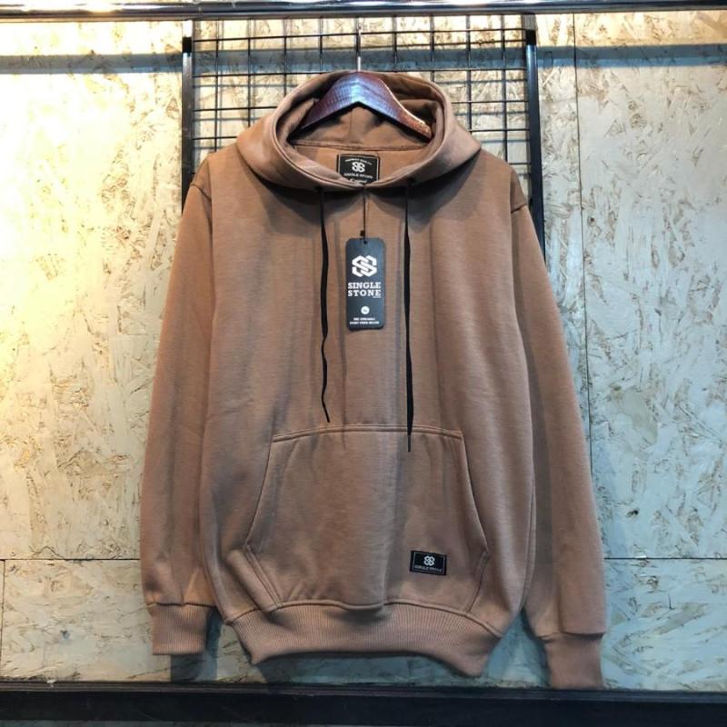 Jaket Sweater Hoodie Simple Polos Pria Wanita Tebal Toraim Original Abu Muda L