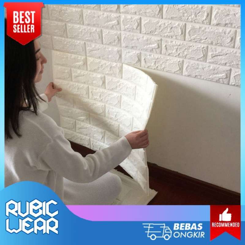 Promo Sticker Wallpaper Dinding 3D Embosed Model Bata White Diskon 5