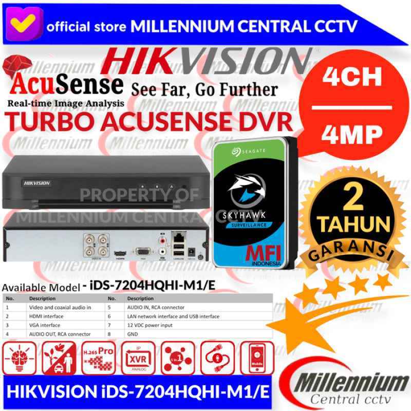 Promo Dvr Hikvision 4Ch Ids7204HqhiM1/E Turbo Acusense Dvr Support