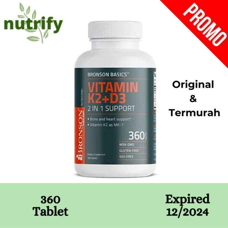 Promo Bronson Basics Vitamin K2 Plus D3 (mk7) 360 Tablets Diskon 23