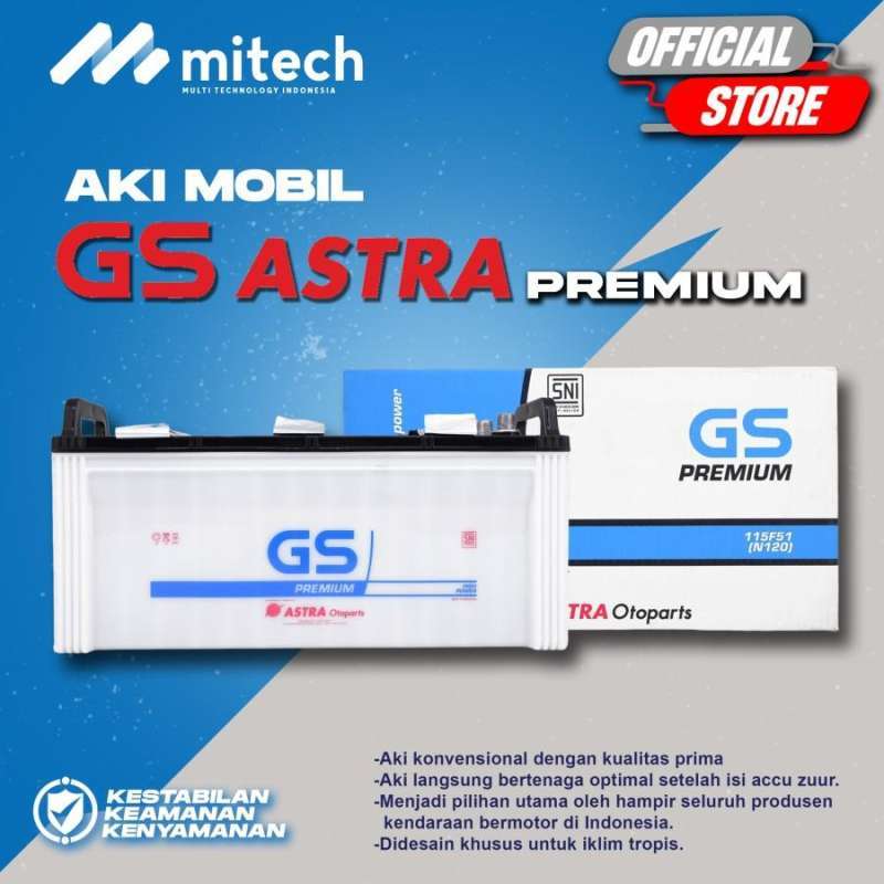 Jual Aki Hino Bus Gs Premium Astra N120 / 115F51 Aki Basah 12V / 120Ah