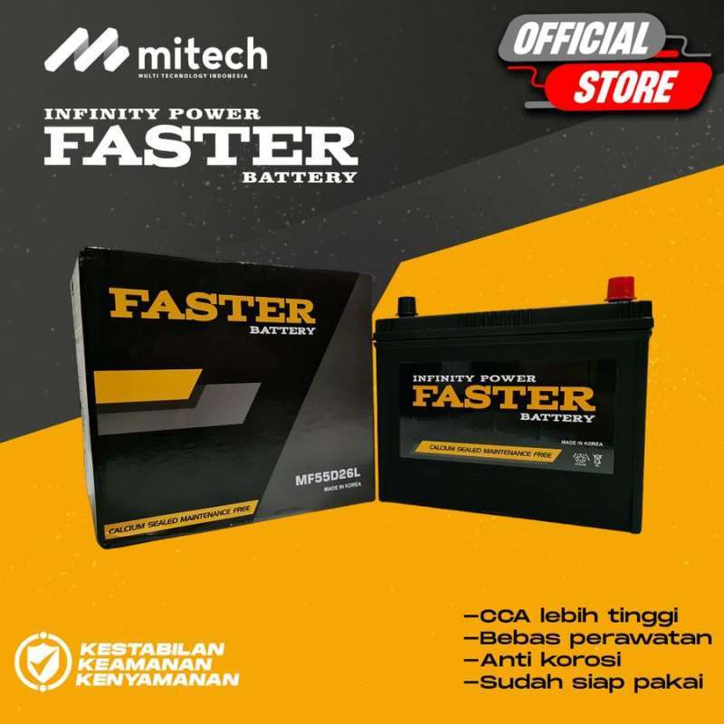 Jual Aki Mobil 55D26L / N50Zl / Ns70L Faster Battery Aki Kering 12V