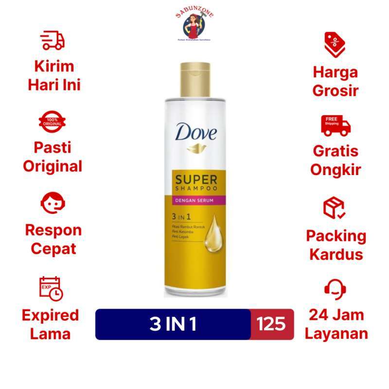 Jual Shampoo Dove 3 in 1 Super Hair Serum 125 ml di Seller Sabun Zone Lidah Wetan, Kota