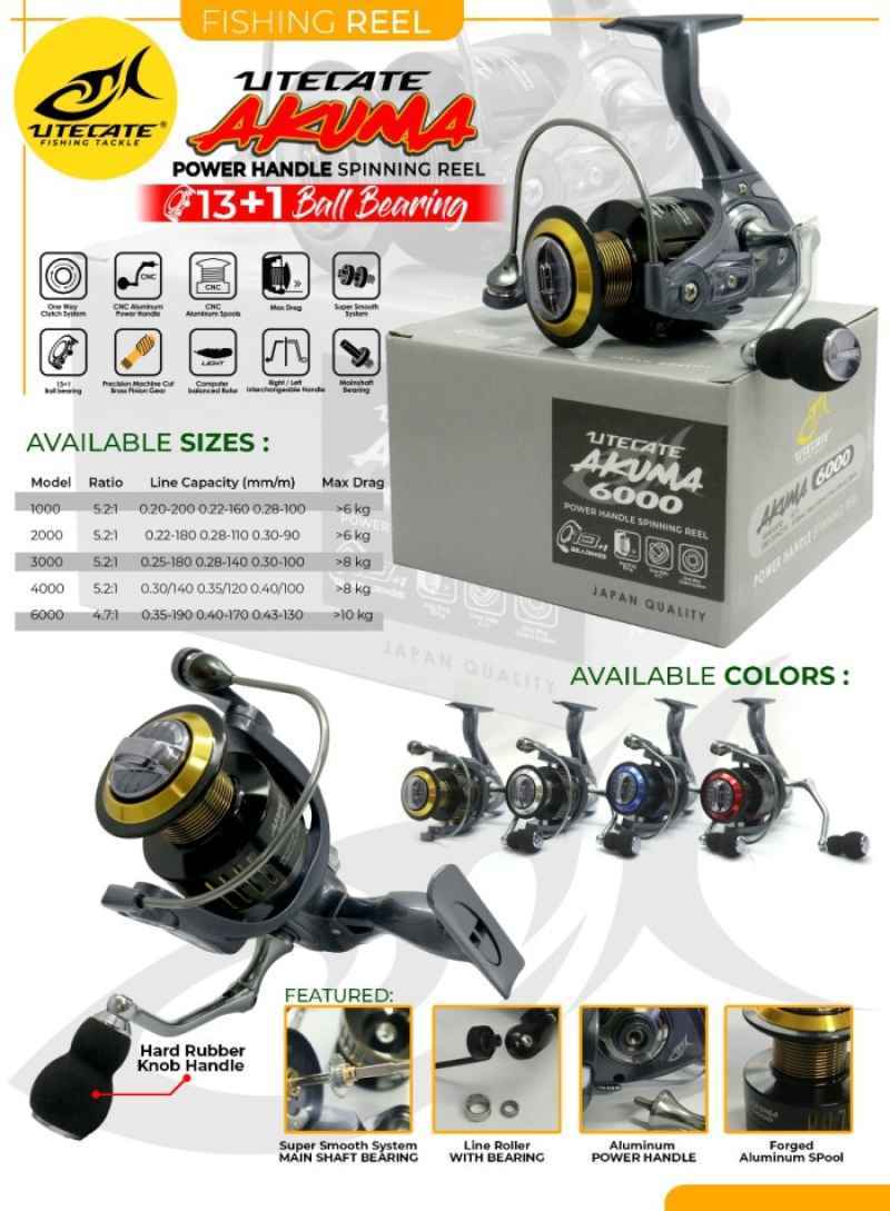 Promo New Reel Power Handle Utecate Akuma ( 13+1 Bb ) Diskon 17 di Seller Mahanani Store 3